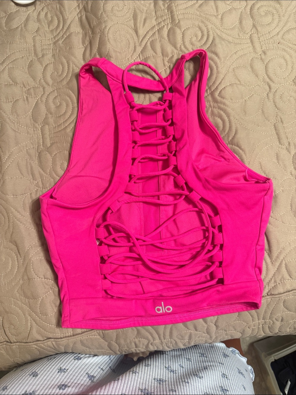 ALO Yoga Hot Pink Strappy Back Tank Crop Top